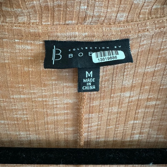 B Collection by Bobeau Ellen Waterfall Ribbed Cardi Orange Ribbed Medium - Picture 7 of 8